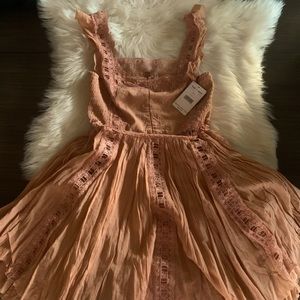 Free People One Verona Lace Trim Ruffle Cute Dress